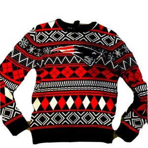 New England Patriots football SWEATER SUPER BOWL womens S red blue NFL pullover